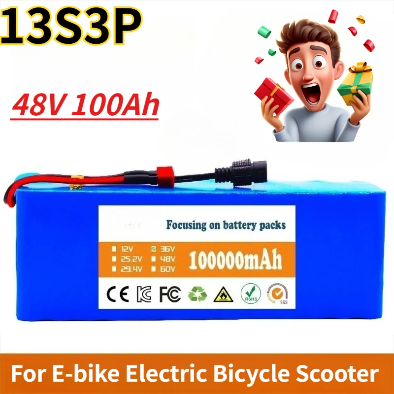 13S3P 48V 100Ah Lithium-ion Battery Pack with 1000W BMS for E-bike Electric Bicycle Scooter
13S3P 48V 100Ah Lithium-ion Battery Pack with 1000W BMS for E-bike Electric Bicycle Scooter
