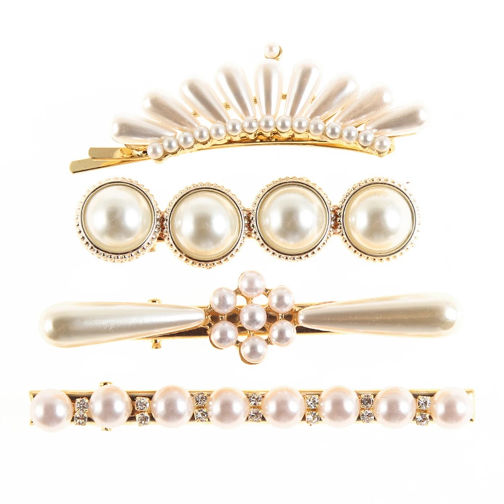 5pcs Pearl Hair Clips Rhinestone Headgear Stylish Pin Golden Barrette Women Hairpins Bangs Decorative Accessories
5pcs Pearl Hair Clips Rhinestone Headgear Stylish Pin Golden Barrette Women Hairpins Bangs Decorative Accessories