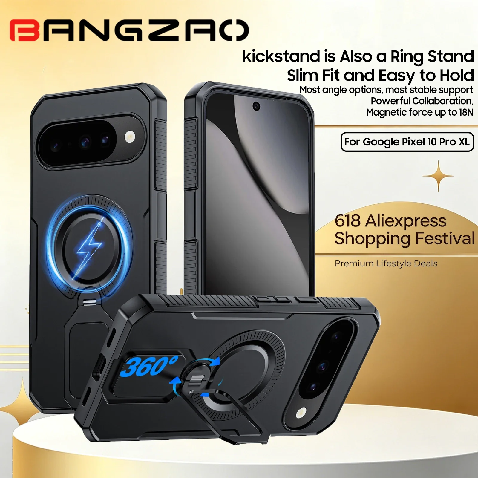 618 Sale Magnetic Armor Case For Google Pixel 10 Pro XL 18N MagSafe Shockproof Ring Stand Cover 13FT Drop Protection-Black
618 Sale Magnetic Armor Case For Google Pixel 10 Pro XL 18N MagSafe Shockproof Ring Stand Cover 13FT Drop Protection-Black