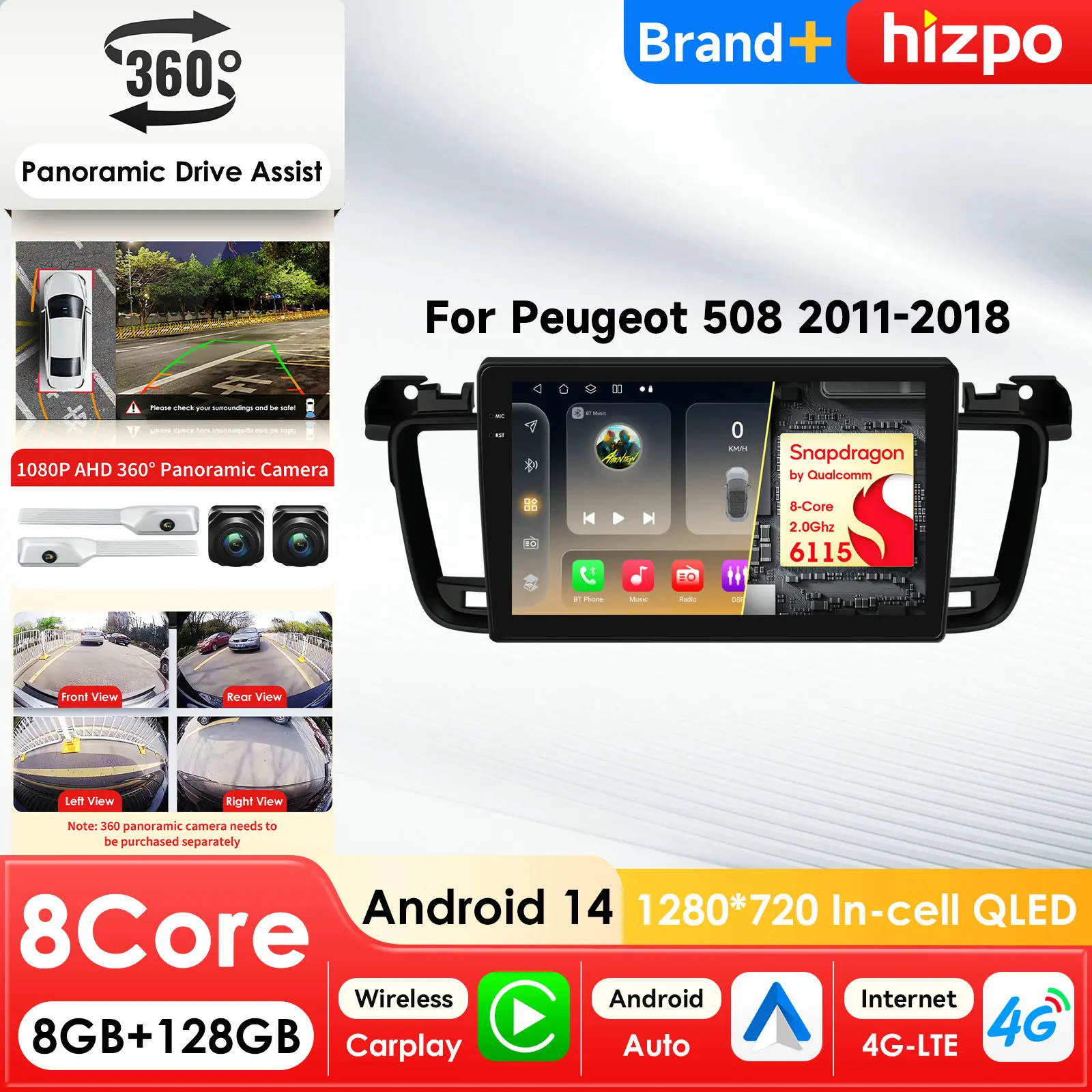 7862 8-ядерный процессор 360 ° Беспроводная автомобильная мультимедийная система с камерой, CarPlay и Android Auto для Peugeot 508 508SW 2011-2018, GPS-навигация, стерео, AI
7862 8-ядерный процессор 360 ° Беспроводная автомобильная мультимедийная система с камерой, CarPlay и Android Auto для Peugeot 508 508SW 2011-2018, GPS-навигация, стерео, AI