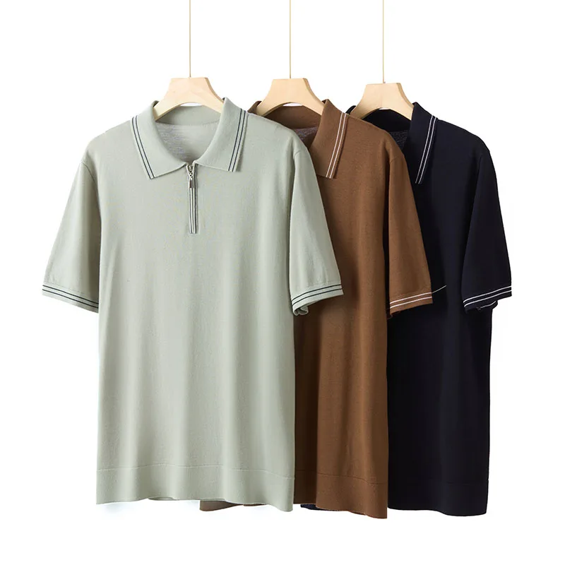 100% Merino Wool Men's Zipper T-shirt Pullover Polo-neck Short Sleeve Sweater Smart Casual Tops Basic Fine-spun Wool Knitwear
100% Merino Wool Men's Zipper T-shirt Pullover Polo-neck Short Sleeve Sweater Smart Casual Tops Basic Fine-spun Wool Knitwear