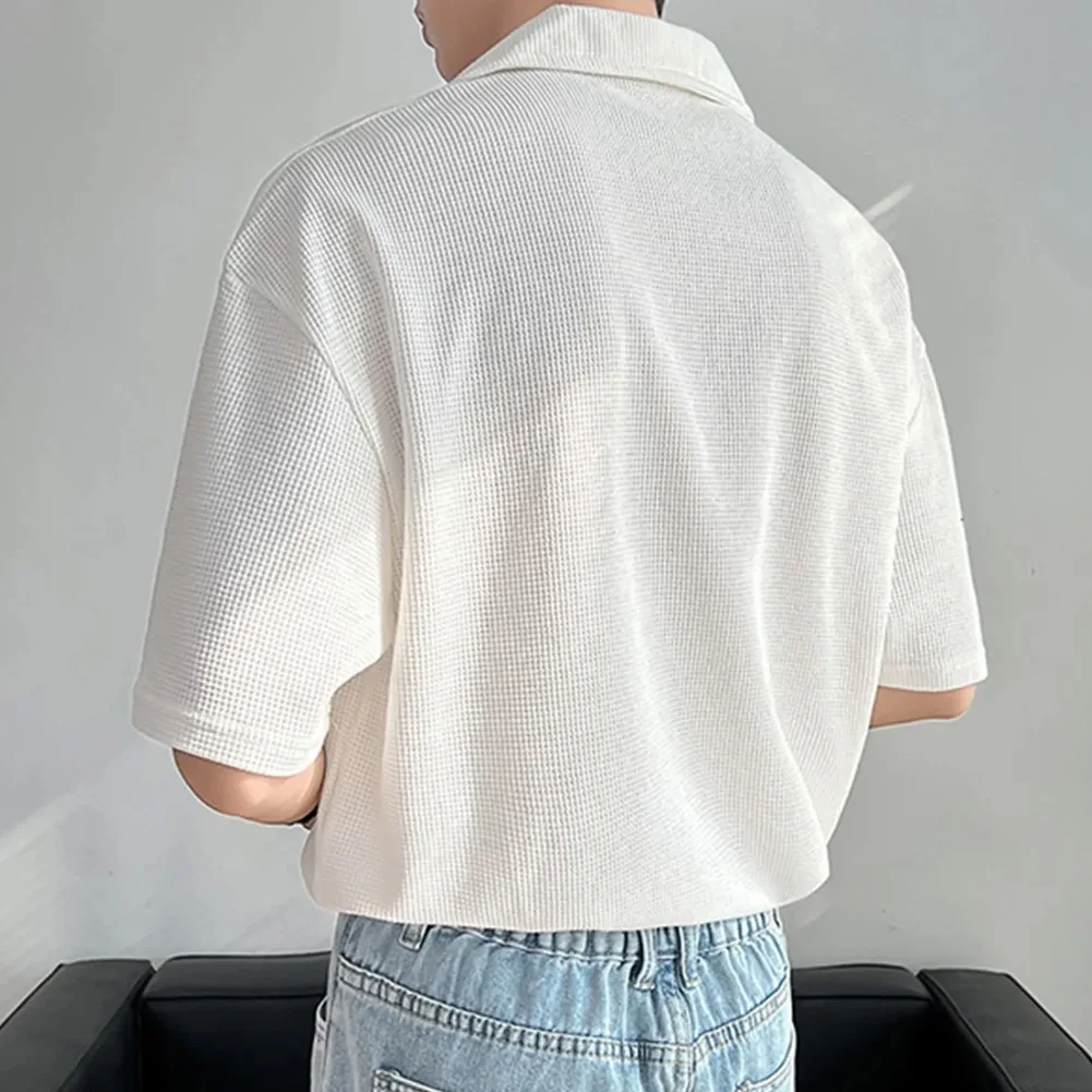 Практичные стильные высококачественные повседневные праздничные рубашки для отпуска, однотонные летние повседневные футболки с воротником, элегантные корейские 
Практичные стильные высококачественные повседневные праздничные рубашки для отпуска, однотонные летние повседневные футболки с воротником, элегантные корейские