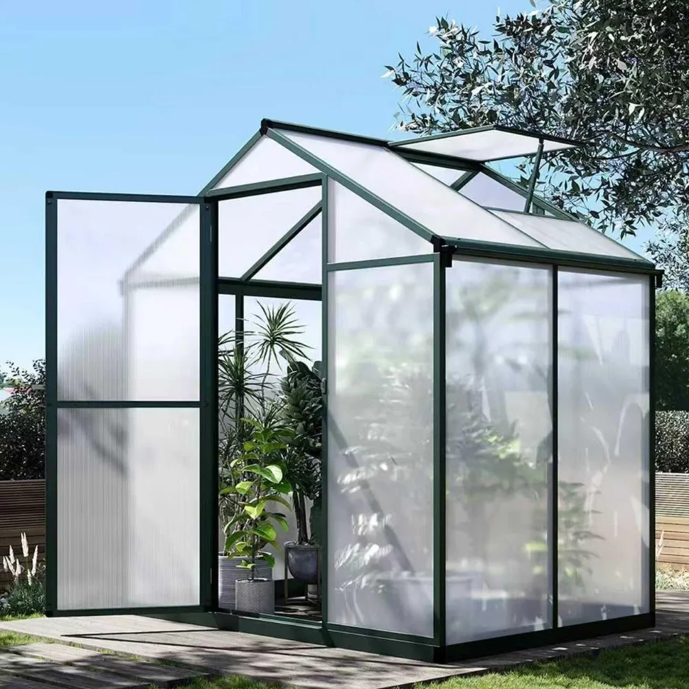 Greenhouse, 6.25x4 Ft Quick-Assembly Green House, Aerospace Aluminum & Shatterproof Polycarbonate with 24" x 23"Roof Vent for Pa
Greenhouse, 6.25x4 Ft Quick-Assembly Green House, Aerospace Aluminum & Shatterproof Polycarbonate with 24" x 23"Roof Vent for Pa