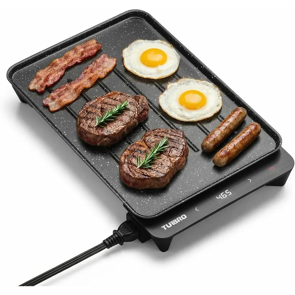 EG13 Portable Electric Griddle, Low-Power 300-600W, Thick-ilm ast Heating to 465°, Non-Stick SmokelIndoor/Outdoor Grill with Sma
EG13 Portable Electric Griddle, Low-Power 300-600W, Thick-ilm ast Heating to 465°, Non-Stick SmokelIndoor/Outdoor Grill with Sma