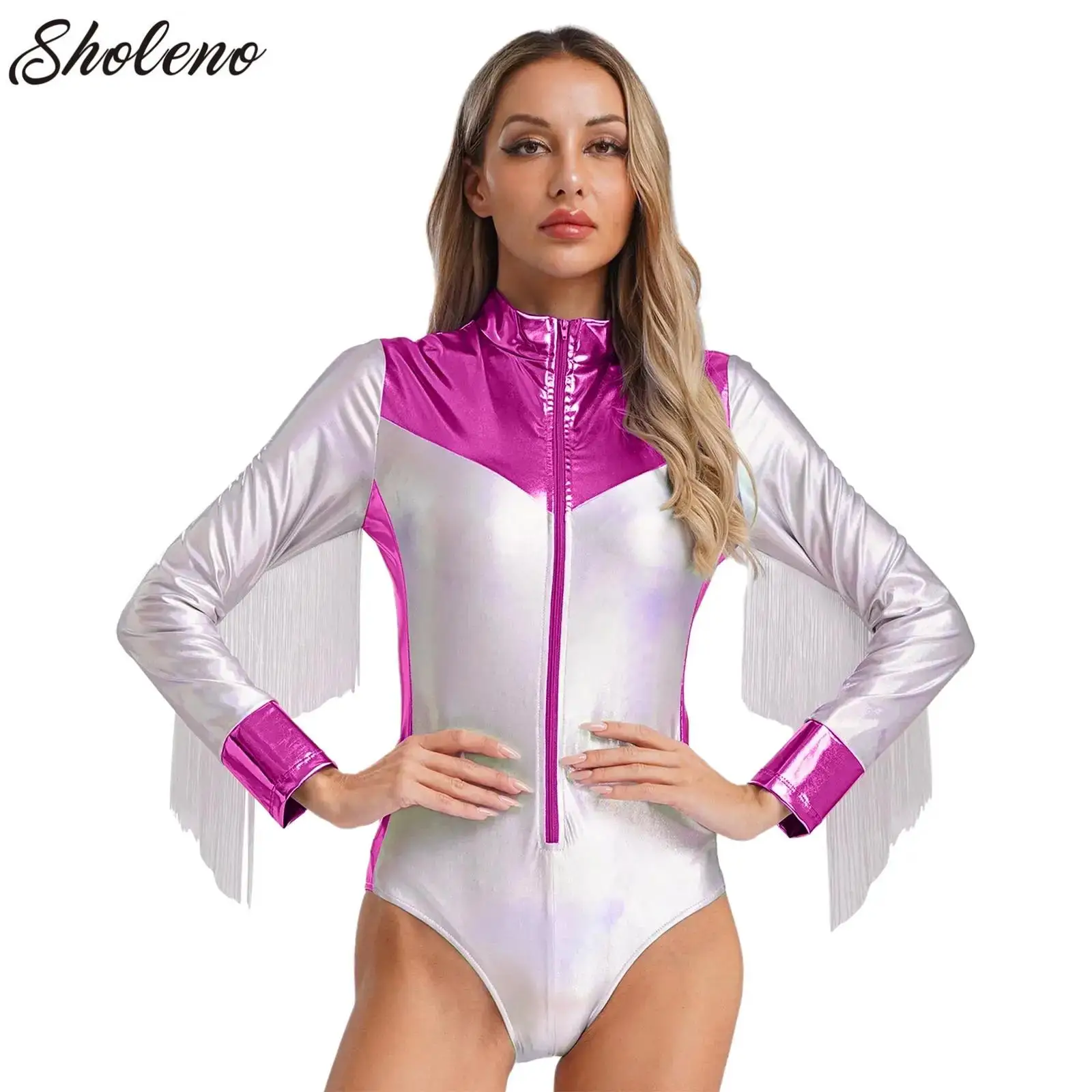 Shiny Alien Outerspace Halloween Cosplay Costume Adults Women Front Zip Tassel Leotard for Future World Party Stage Performance
Shiny Alien Outerspace Halloween Cosplay Costume Adults Women Front Zip Tassel Leotard for Future World Party Stage Performance