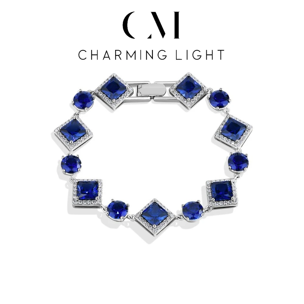 CHARMING Luxury Engagement Sapphire Bracelet Big Gemstone S925 Silver For Women Fashion HipHop Fine Jewelry Handwear 6.5*6.5mm
CHARMING Luxury Engagement Sapphire Bracelet Big Gemstone S925 Silver For Women Fashion HipHop Fine Jewelry Handwear 6.5*6.5mm