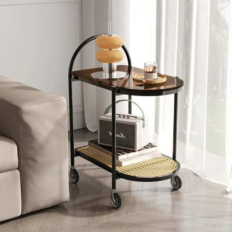 2layer Light Luxury Storage Shelves Cart Home Sofa Edge Coffee Table Glass Vine Woven Ins Creative with Wheels Organization Rack
2layer Light Luxury Storage Shelves Cart Home Sofa Edge Coffee Table Glass Vine Woven Ins Creative with Wheels Organization Rack
