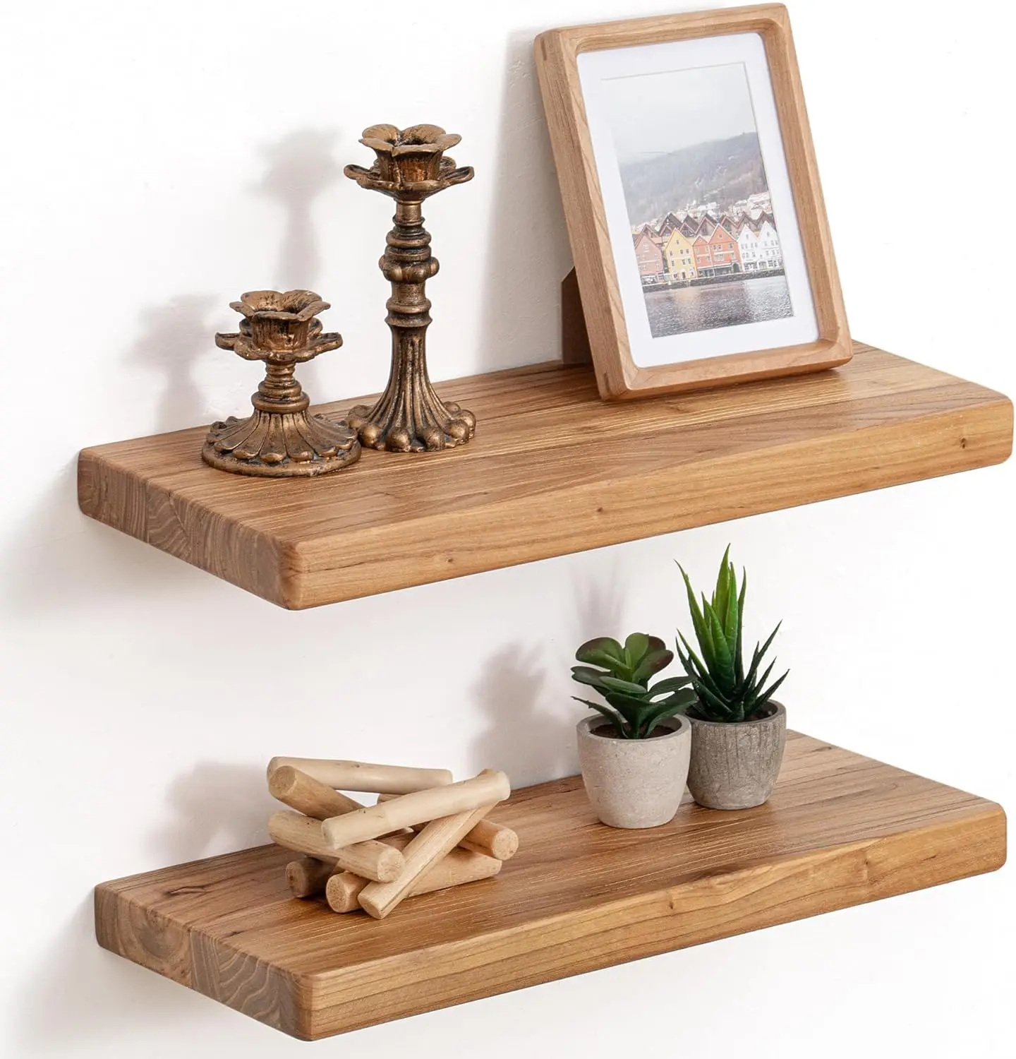 Floating Shelves for Wall 18"Wx8"D Rustic Solid Elm Wood with Invisible Bracket Set of 2 Natural
Floating Shelves for Wall 18"Wx8"D Rustic Solid Elm Wood with Invisible Bracket Set of 2 Natural