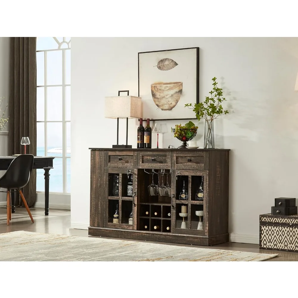 Wine Liquor Bar Cabinet with Locks,55.1'' Coffee bar Cabinet with 7 LED Lighting,Slide-Out Shelf and Open Shelf,3 Drawers and 2
Wine Liquor Bar Cabinet with Locks,55.1'' Coffee bar Cabinet with 7 LED Lighting,Slide-Out Shelf and Open Shelf,3 Drawers and 2