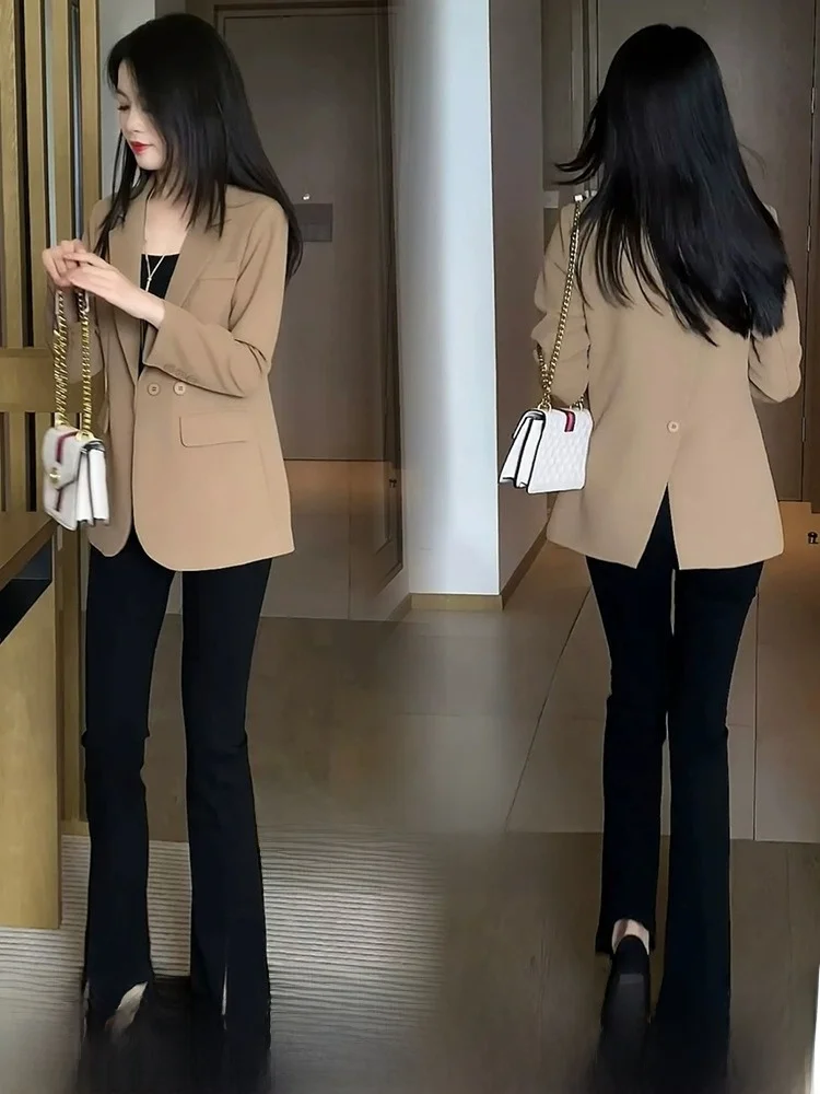 Ele Thin Women's Suit Jaet Euro Sle Spring Autumn Casual Long Sve Double Breasted ket Detail Office Faion
Ele Thin Women's Suit Jaet Euro Sle Spring Autumn Casual Long Sve Double Breasted ket Detail Office Faion