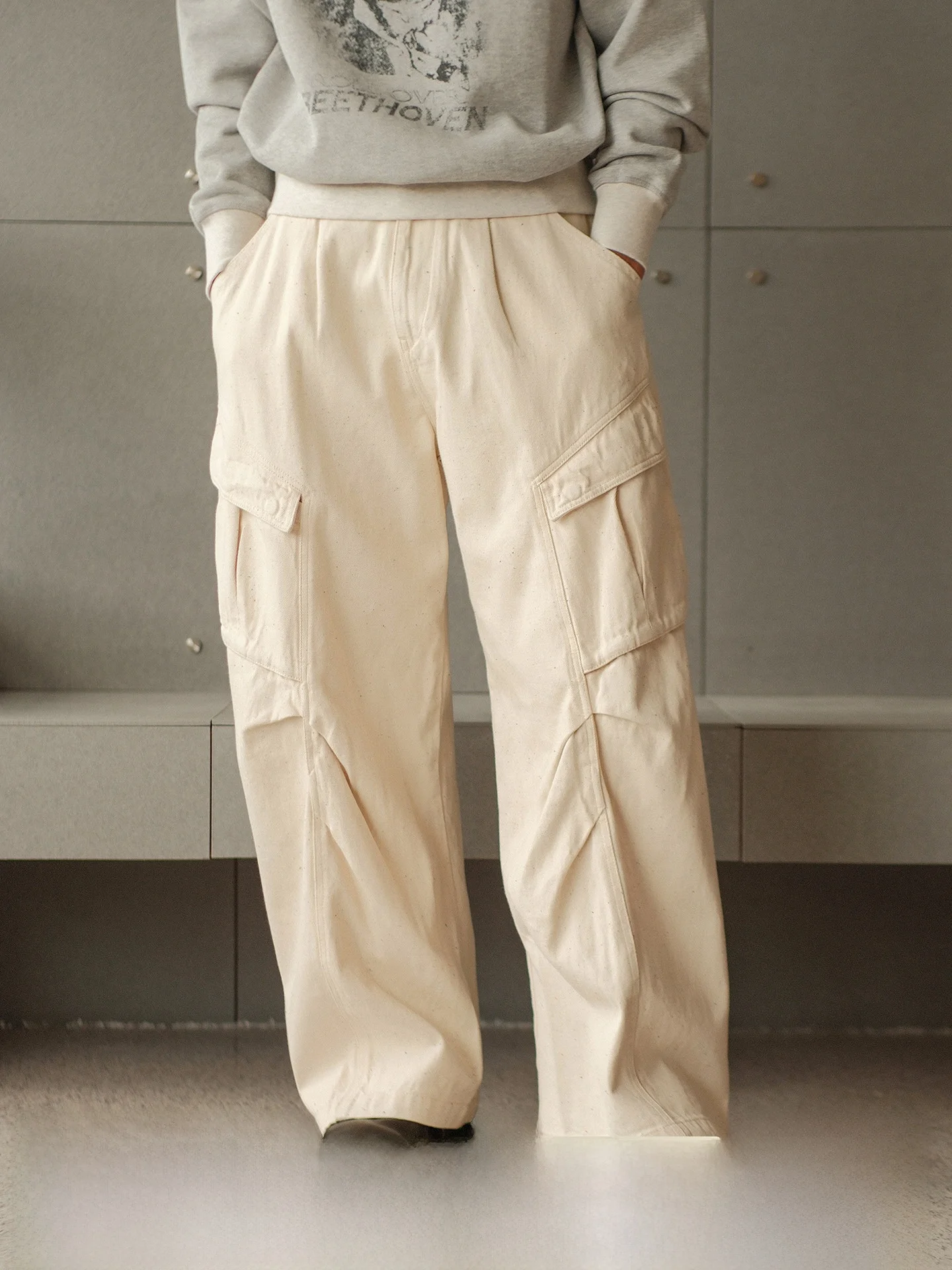 MBBCAR Youth Casual High Waist Wide Leg Cargo Work Pants Cotton Denim White Bull Narrow Belted Trousers for Daily Wear
MBBCAR Youth Casual High Waist Wide Leg Cargo Work Pants Cotton Denim White Bull Narrow Belted Trousers for Daily Wear