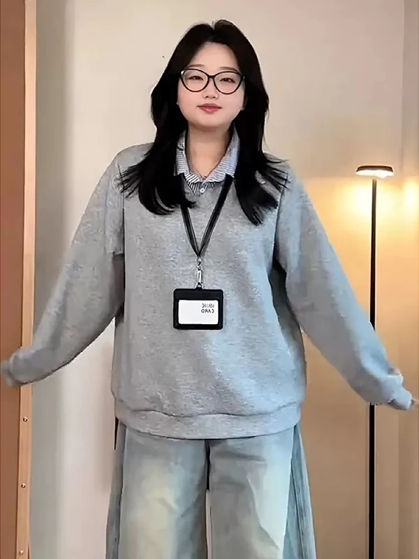 Loose Fit Fake Two-Piece Hoodie Base irt Women's Autumn Winter plus Size Casual Slimming Inner Outer Wear Korean Sle
Loose Fit Fake Two-Piece Hoodie Base irt Women's Autumn Winter plus Size Casual Slimming Inner Outer Wear Korean Sle