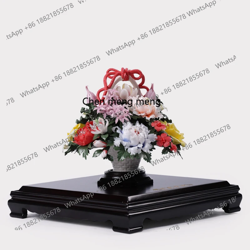 Ceramic handmade flower basket decoration ornament "Hundred Flowers Compete for Beauty" for home living room
Ceramic handmade flower basket decoration ornament "Hundred Flowers Compete for Beauty" for home living room