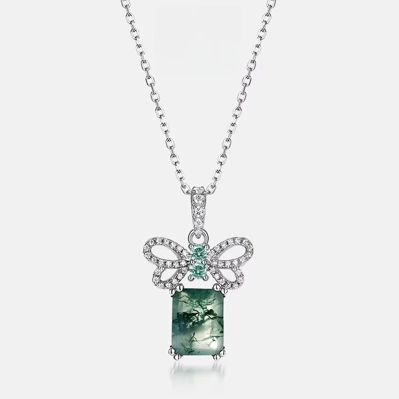 Green Moss Stone Pendant S925 Silver Plated 18K Gold PT950 Platinum Water Grass Agate Necklace
Green Moss Stone Pendant S925 Silver Plated 18K Gold PT950 Platinum Water Grass Agate Necklace