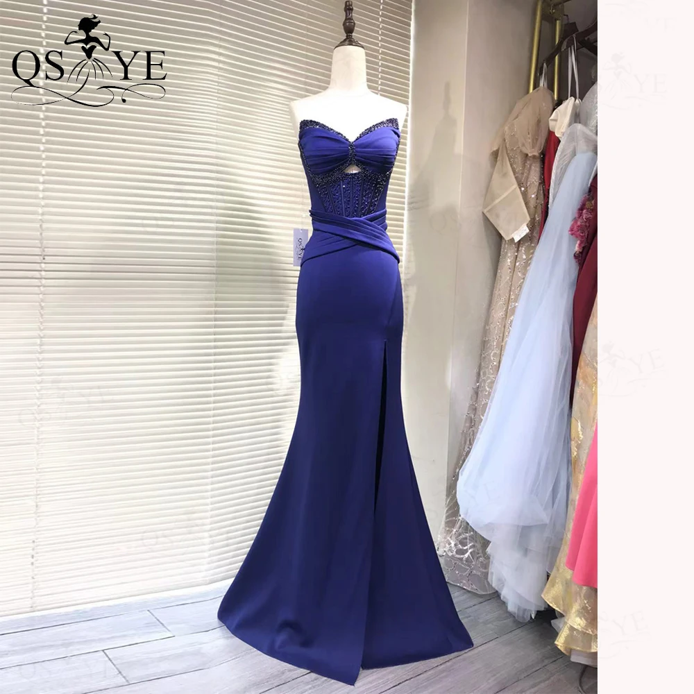 Crystal Beaded Navy Long Prom Dresses Boned Corset Stretch Satin Evening Dress Off Shoulder Crisscross Woman Formal Dress Slit
Crystal Beaded Navy Long Prom Dresses Boned Corset Stretch Satin Evening Dress Off Shoulder Crisscross Woman Formal Dress Slit