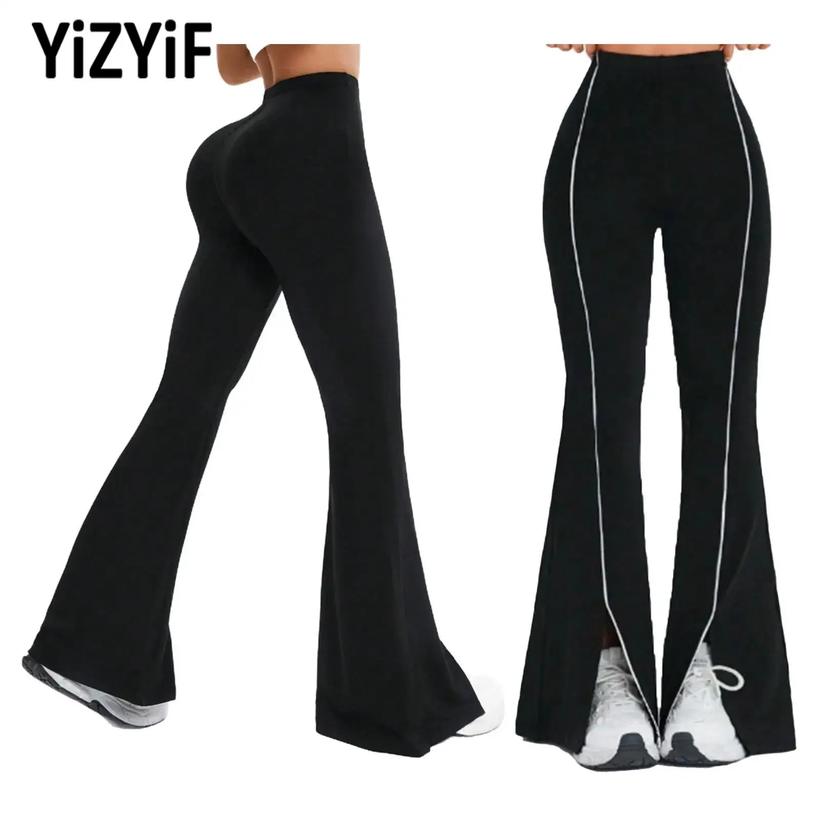 Womens Fitness Bottoms High-waist Split Flared Yoga Pants Contrast Color Trim Slim Fit Stretchy Trousers Gym Running Sports Wear
Womens Fitness Bottoms High-waist Split Flared Yoga Pants Contrast Color Trim Slim Fit Stretchy Trousers Gym Running Sports Wear