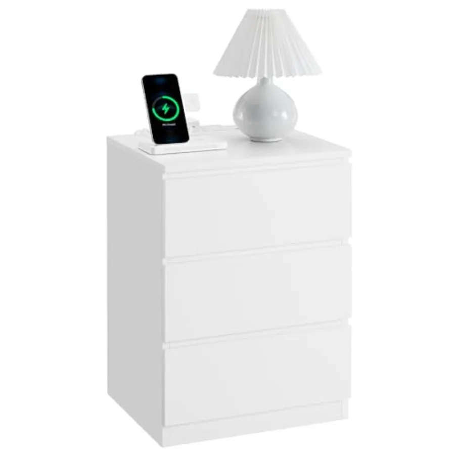 Nightstand with Charging Station 2 AC Outlets and 2 USB Ports Bedside Table Side Table with 3 Drawers Modern Style 13.8 x 15.7
Nightstand with Charging Station 2 AC Outlets and 2 USB Ports Bedside Table Side Table with 3 Drawers Modern Style 13.8 x 15.7