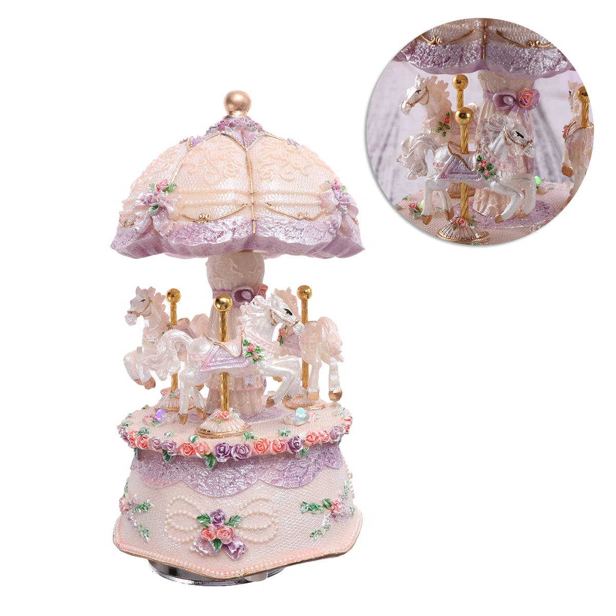 Luxury Creative Carousel Music Box Resin Color Change LED Light Luminous Rotating 3-horse Merry-Go-Round Music Box Melody Kids G
Luxury Creative Carousel Music Box Resin Color Change LED Light Luminous Rotating 3-horse Merry-Go-Round Music Box Melody Kids G
