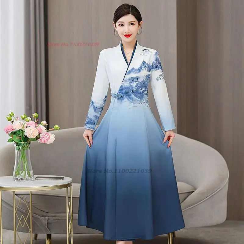 2024 chinese traditional dress qipao national flower print improved cheongsam oriental gradient color banquet evening dress
2024 chinese traditional dress qipao national flower print improved cheongsam oriental gradient color banquet evening dress