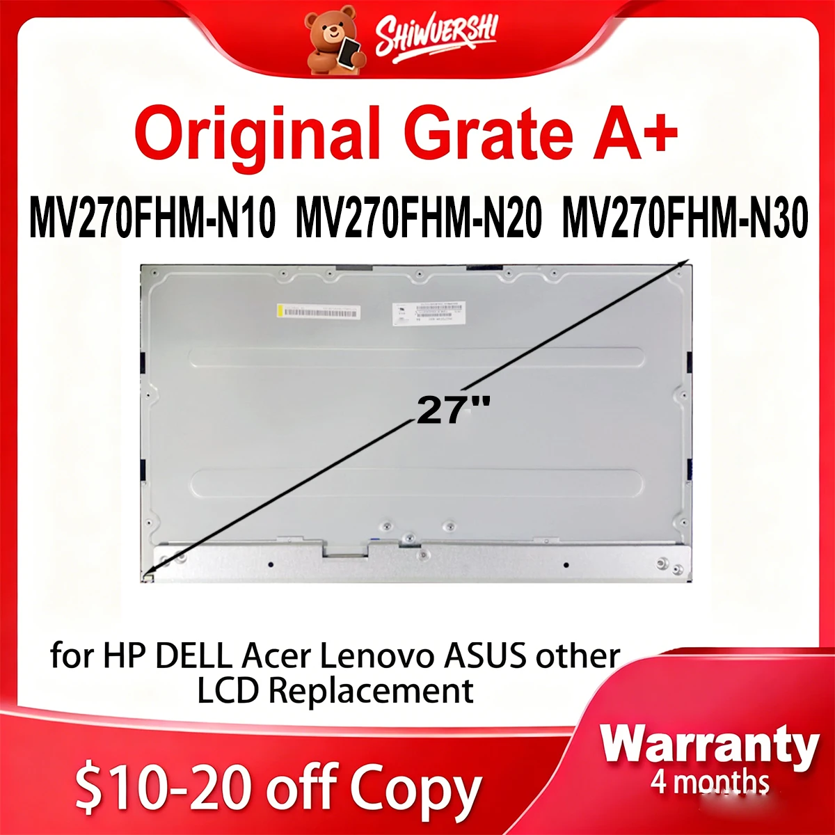 27" New Original TFT LCD Screen Display FHD MV270FHM-N30 MV270FHM N30 MV270FHM-N20 MV270FHM N20 MV270FHM-N10 MV270FHM N10
27" New Original TFT LCD Screen Display FHD MV270FHM-N30 MV270FHM N30 MV270FHM-N20 MV270FHM N20 MV270FHM-N10 MV270FHM N10