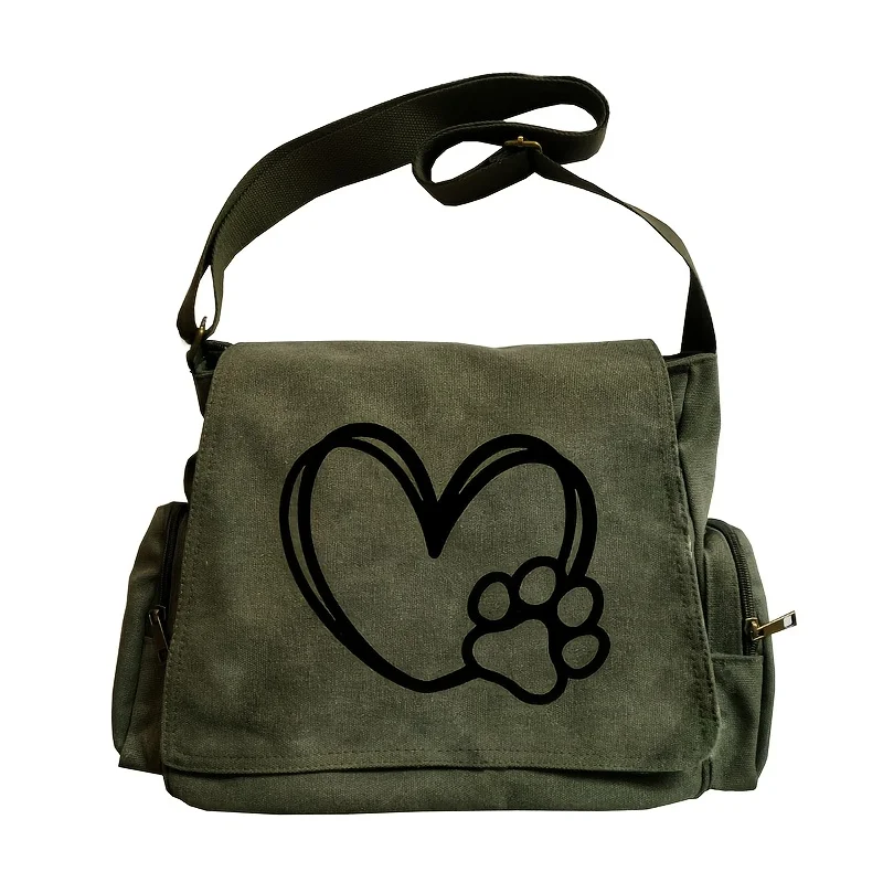 Heart & Paw Print Spacious Tote Purse Women's Large Capacity Crossbody Bag Vintage Canvas Book Bag For Student
Heart & Paw Print Spacious Tote Purse Women's Large Capacity Crossbody Bag Vintage Canvas Book Bag For Student