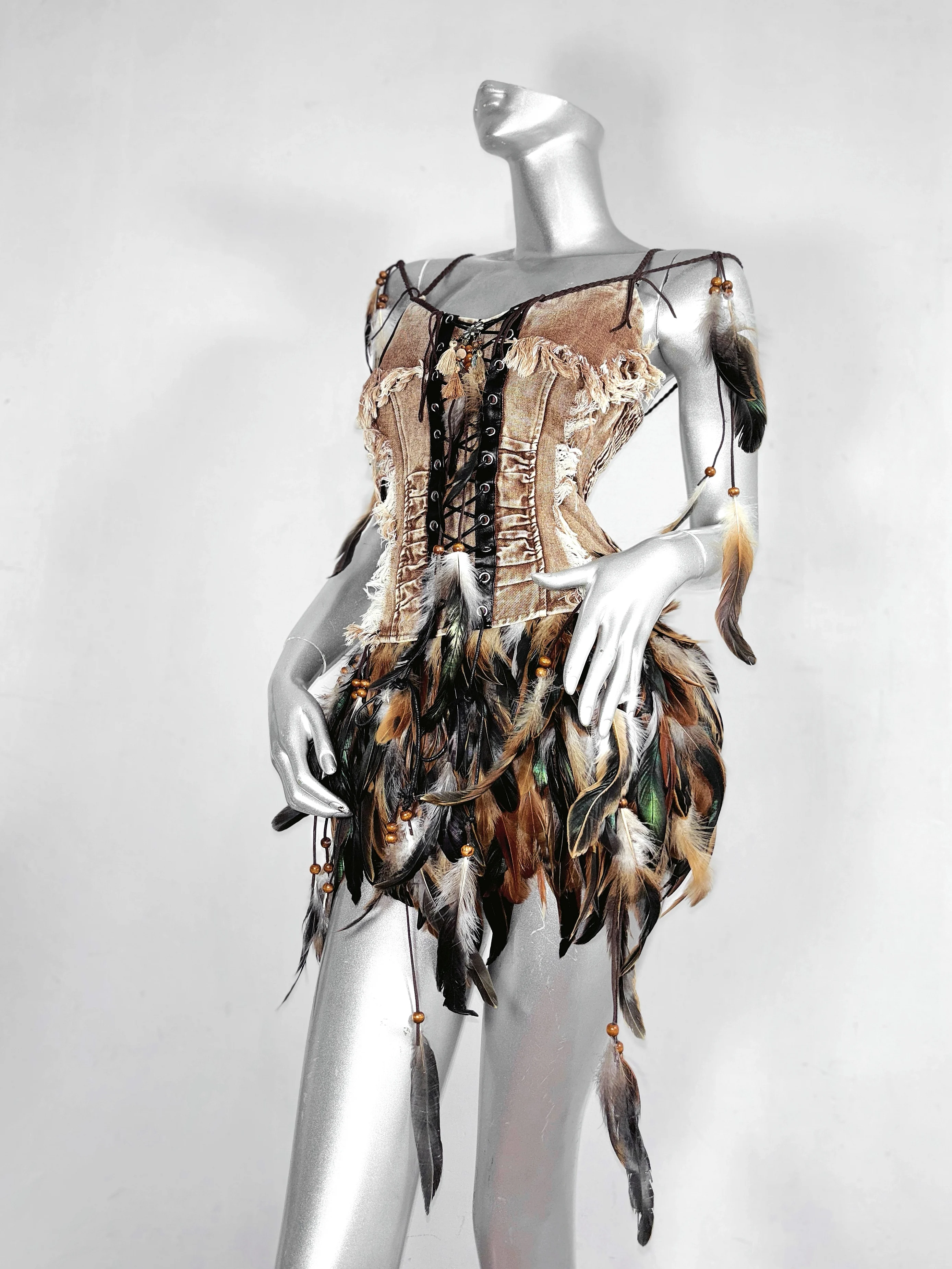 Niche Designer Style Handmade Dark Goth Brown Suit Split Dress Corselette Feather Skirt
Niche Designer Style Handmade Dark Goth Brown Suit Split Dress Corselette Feather Skirt