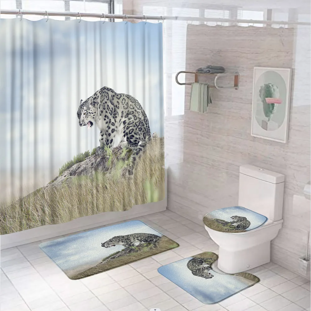 African Animal Safari Leopard Wildlife Fabric Shower Curtain 4Pcs Grassland Carpet Toilet Cover Bath Mat Sets Bathroom Curtains
African Animal Safari Leopard Wildlife Fabric Shower Curtain 4Pcs Grassland Carpet Toilet Cover Bath Mat Sets Bathroom Curtains