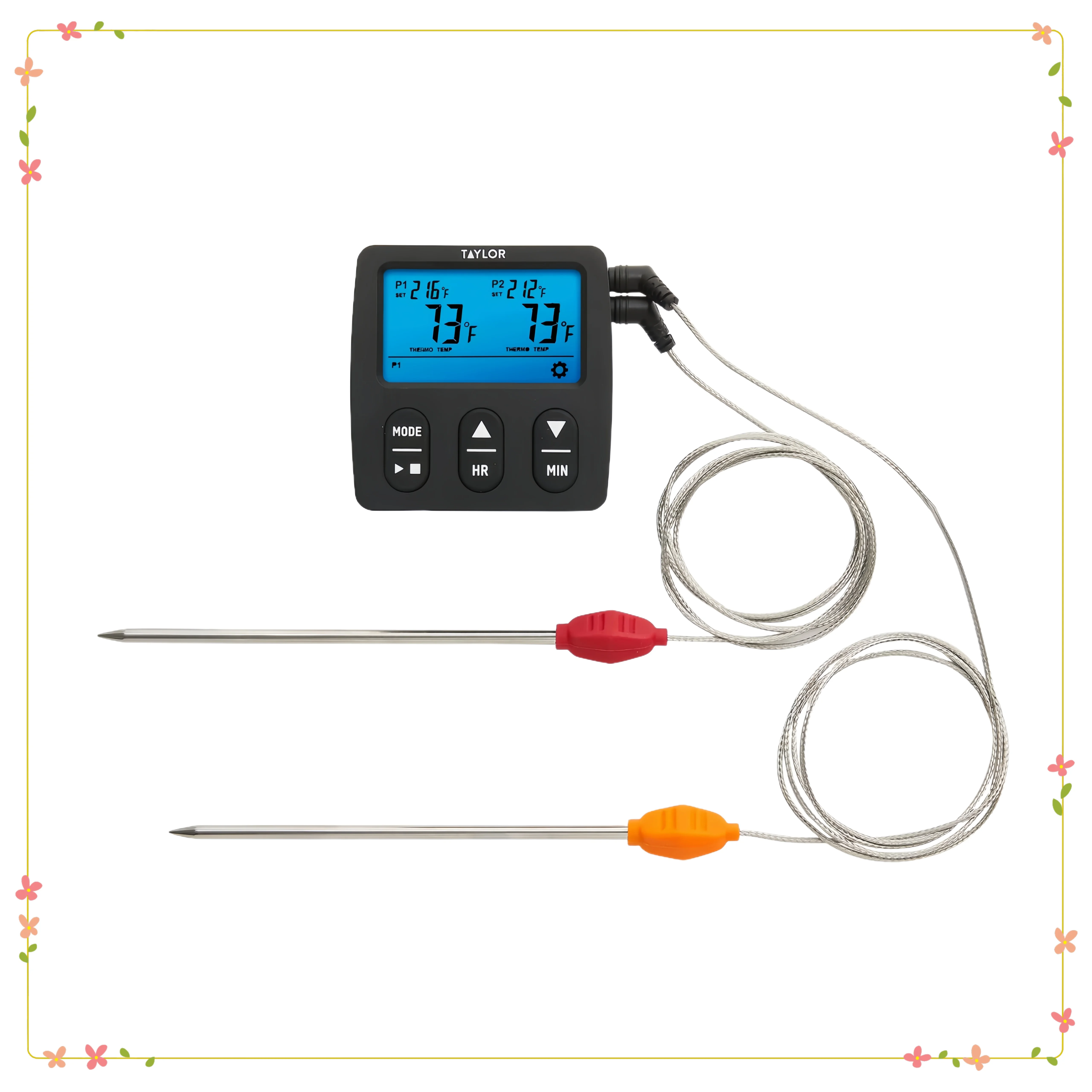 Dual Probe Digital Grill Thermometer Stainless Steel Black, 2-Sensor for Smoking, Grilling & Oven Cooking
Dual Probe Digital Grill Thermometer Stainless Steel Black, 2-Sensor for Smoking, Grilling & Oven Cooking