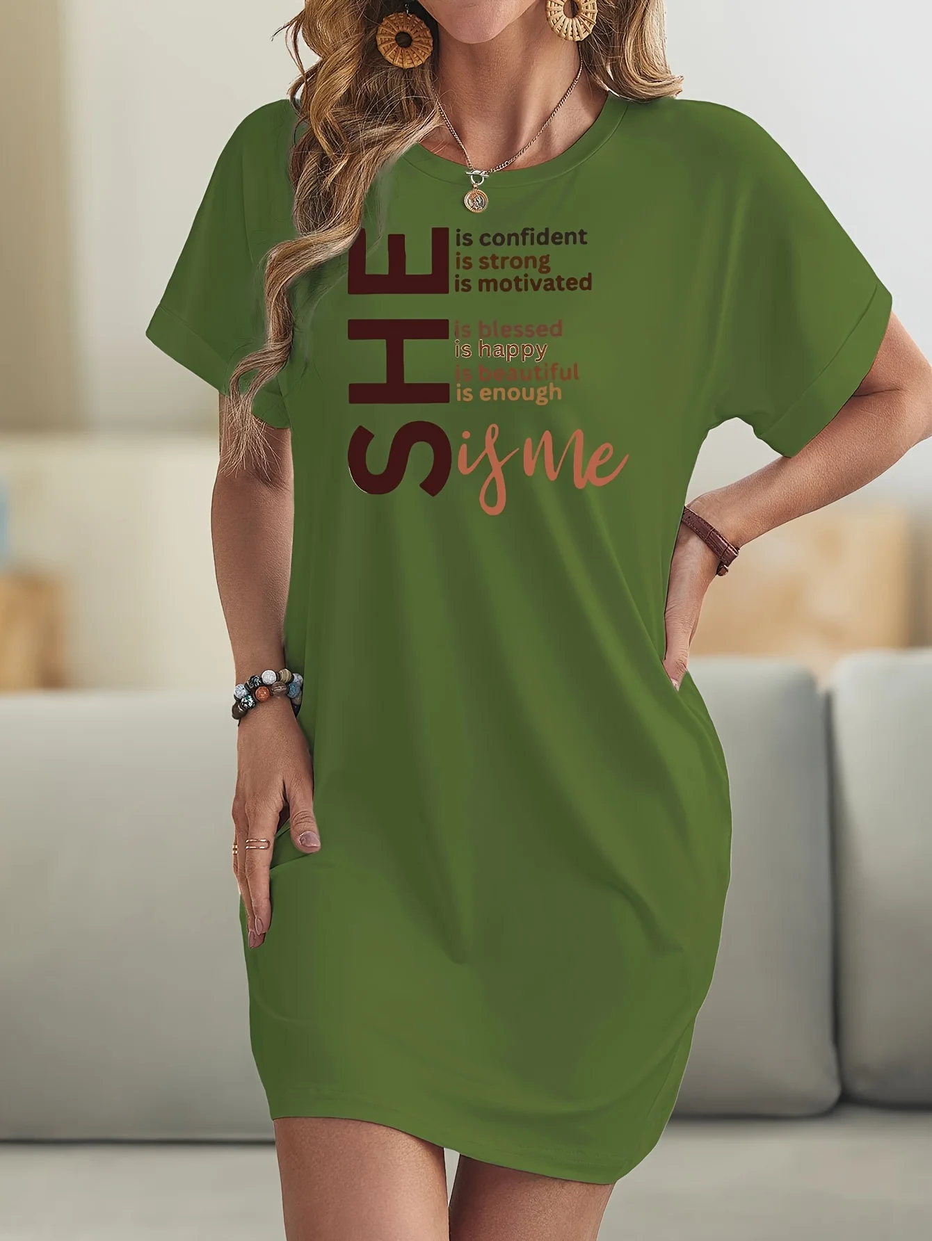 Женское повседневное платье больших размеров с лозунгом и принтом, платье-футболка с рукавами «летучая мышь» и круглым вырезом, удобная и дышащая ночная рубашка 
Женское повседневное платье больших размеров с лозунгом и принтом, платье-футболка с рукавами «летучая мышь» и круглым вырезом, удобная и дышащая ночная рубашка