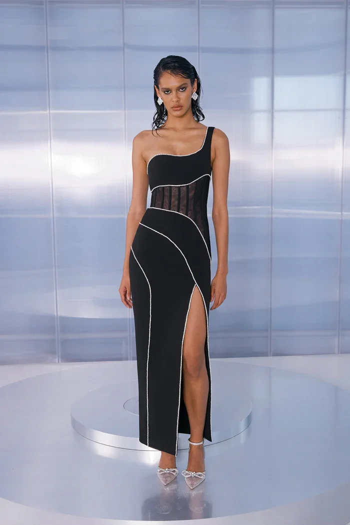 GORAFASHION Sexy Women Black Sleeveless One Shoulder Mesh Patchwork Diamonds Bandage Dress Split Long Bodycon Evening Dresses
GORAFASHION Sexy Women Black Sleeveless One Shoulder Mesh Patchwork Diamonds Bandage Dress Split Long Bodycon Evening Dresses