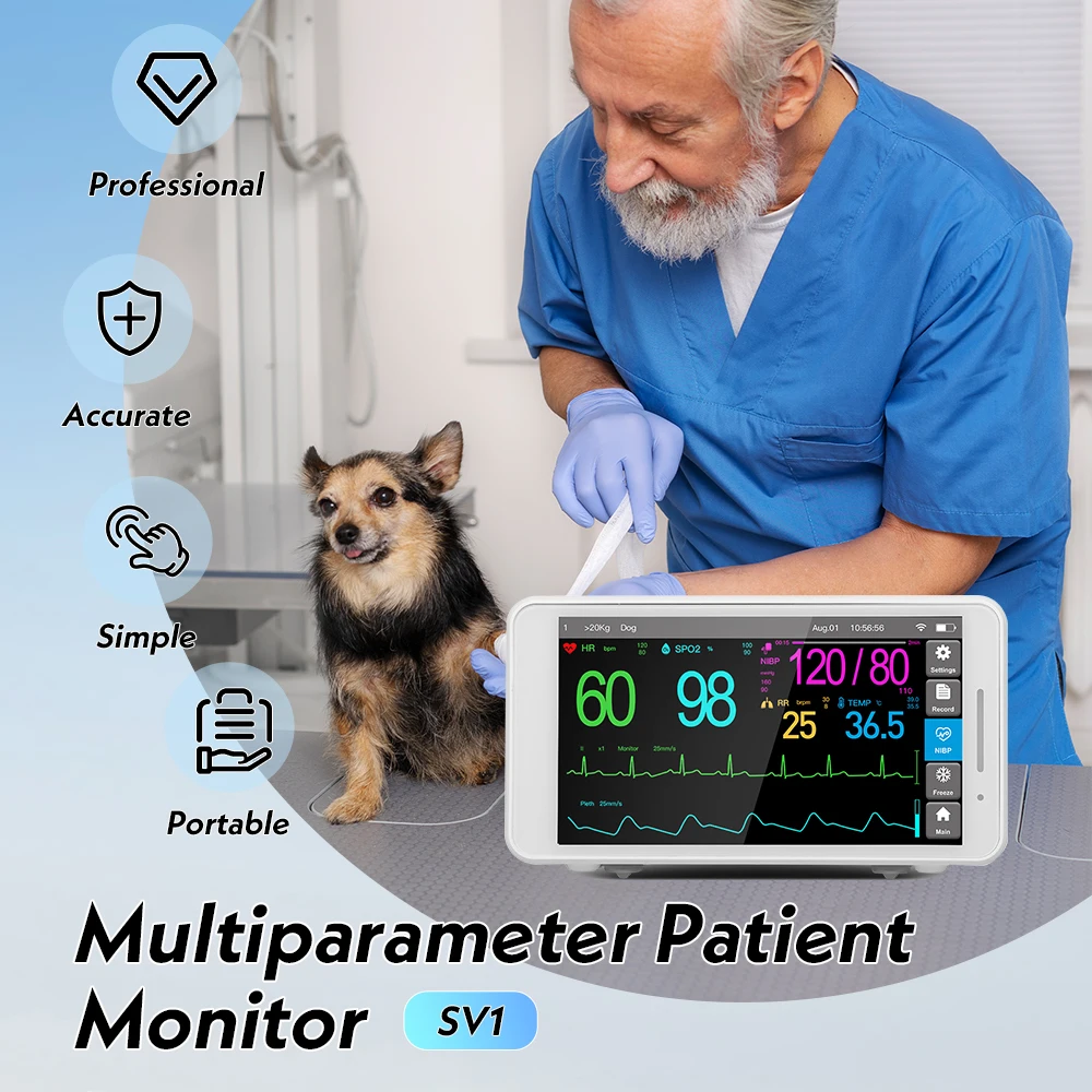 SV1 Veterinary Patient Monitor Animal PET ICU Vital Signs Monitor SClinic Hospital Use
SV1 Veterinary Patient Monitor Animal PET ICU Vital Signs Monitor SClinic Hospital Use