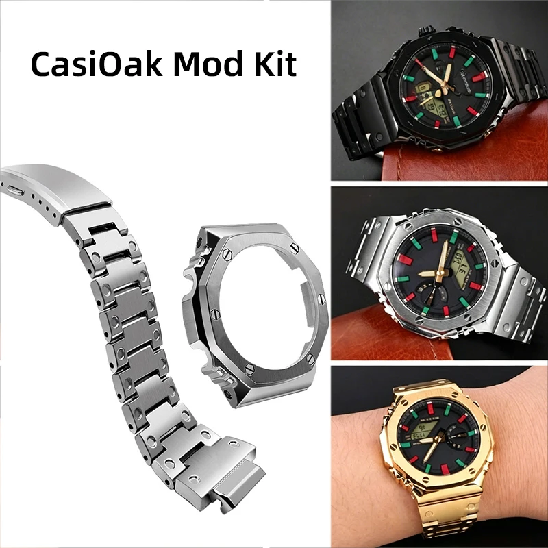 GA2100 GA2110 Metal Case Strap for Casio GA-2100 B2100 Personalized Mod kit Royal Oak stainless steel bezel Bracelet Accessories
GA2100 GA2110 Metal Case Strap for Casio GA-2100 B2100 Personalized Mod kit Royal Oak stainless steel bezel Bracelet Accessories