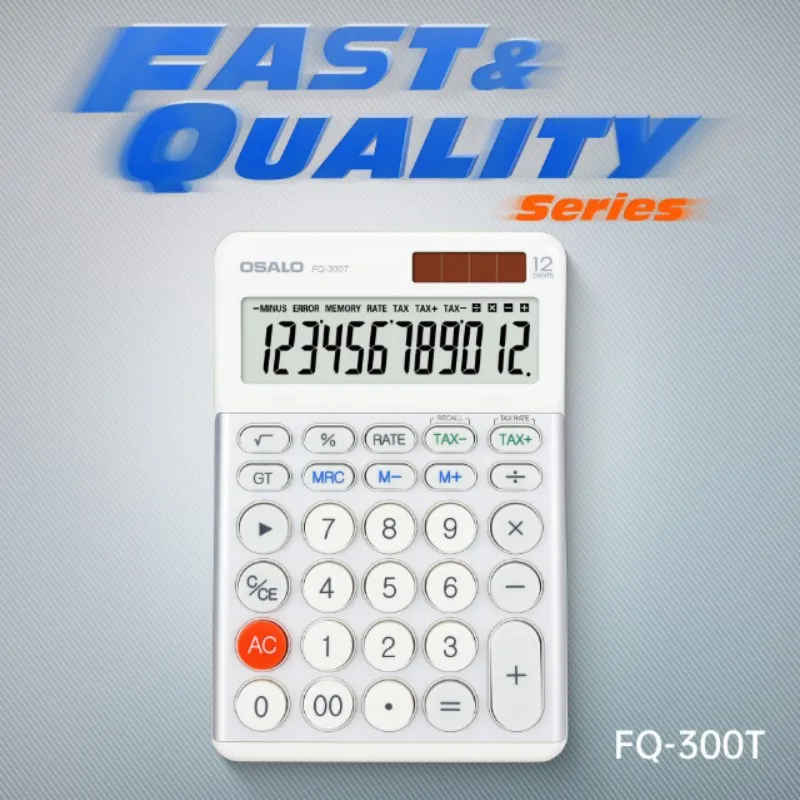 New FQ-300T Supply Cute Calculator minimalism Solar Dual Power 12 Digit Display Student Model Tax Rate Calculator
New FQ-300T Supply Cute Calculator minimalism Solar Dual Power 12 Digit Display Student Model Tax Rate Calculator