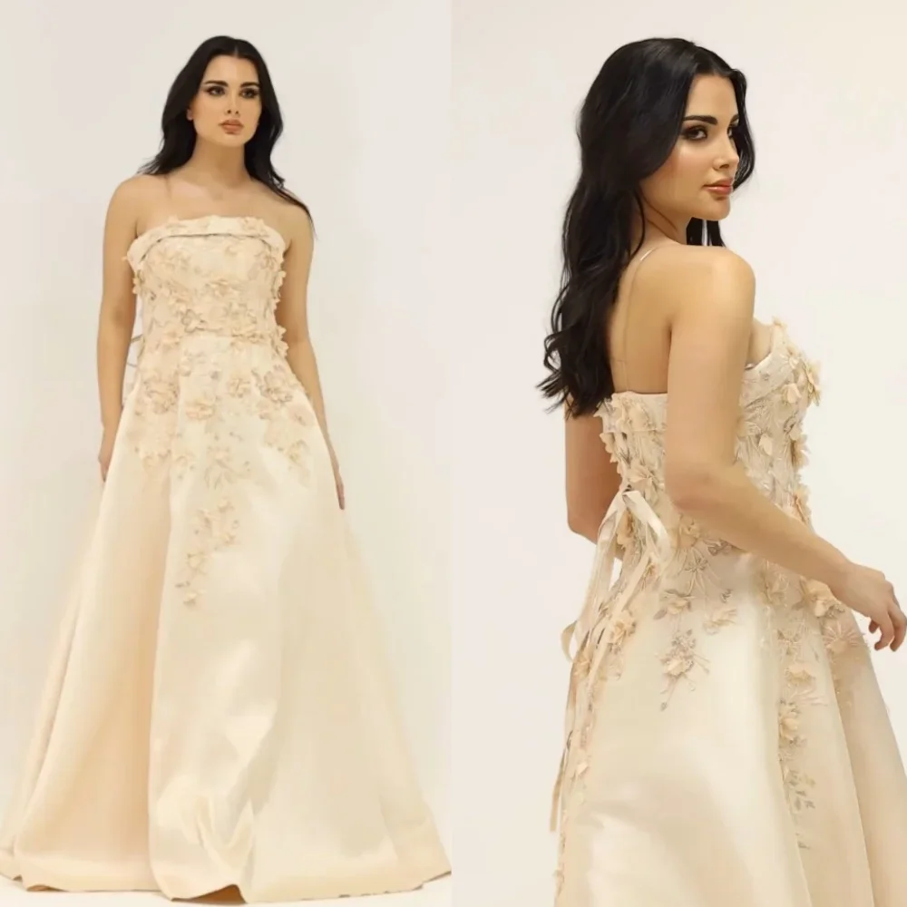 Customized Satin Flower Sequined Valentine's Day A-line Strapless Bespoke Occasion Gown Long Dresses
Customized Satin Flower Sequined Valentine's Day A-line Strapless Bespoke Occasion Gown Long Dresses