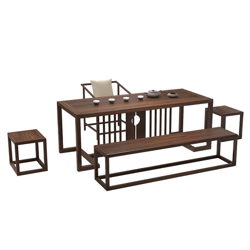 New Chinese old elm tea table tea table office zen solid wood tea table and chair combination
New Chinese old elm tea table tea table office zen solid wood tea table and chair combination