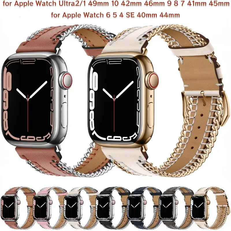 Strap for Apple Watch Band Ultra2/1 49mm 10 42mm 46mm 9 8 7 41mm 45mm Hand sewn leather chain for Apple Watch 6 5 4 SE 44mm 40mm
Strap for Apple Watch Band Ultra2/1 49mm 10 42mm 46mm 9 8 7 41mm 45mm Hand sewn leather chain for Apple Watch 6 5 4 SE 44mm 40mm