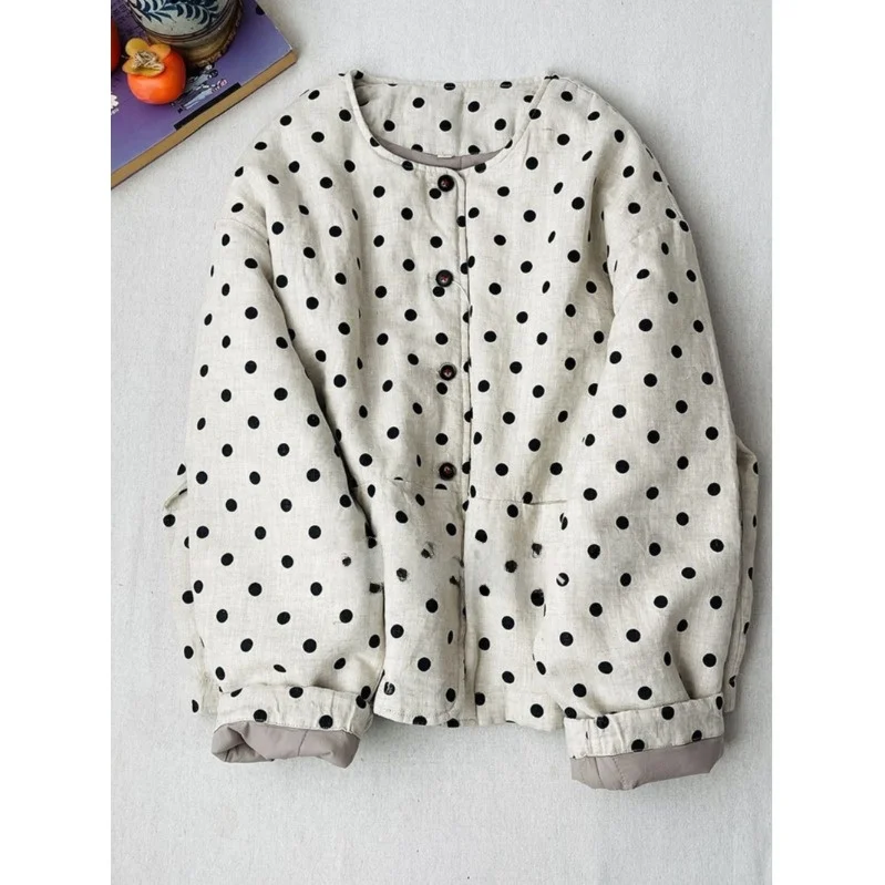 Художественное хлопковое дэт в стиле ретро, женское осенне-зимнее круглое льняное теплое пальто с принтом Ne, Sli Personali, дизайн в горошек
Художественное хлопковое дэт в стиле ретро, женское осенне-зимнее круглое льняное теплое пальто с принтом Ne, Sli Personali, дизайн в горошек