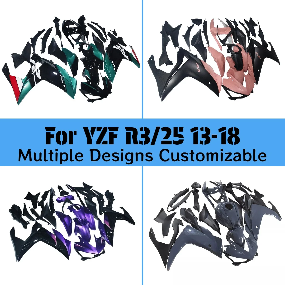 YZFR25 R3 2013-2018 Fairing Kit for YAMAHA YZFR3 R25 13-18 Motorcycle Customized ABS Plastic High Quality Fairings
YZFR25 R3 2013-2018 Fairing Kit for YAMAHA YZFR3 R25 13-18 Motorcycle Customized ABS Plastic High Quality Fairings