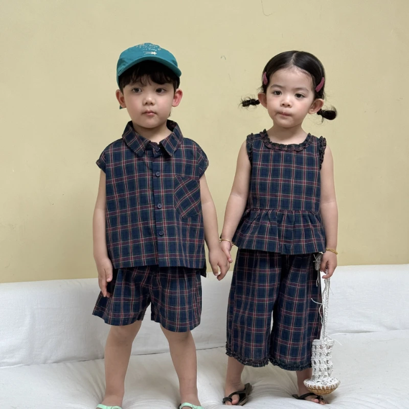 2026 Children's Summer Pure Cotton Color Blocked Grid Hot Selling Design Cute and Simple Top and Pants Brother and Sister Set
2026 Children's Summer Pure Cotton Color Blocked Grid Hot Selling Design Cute and Simple Top and Pants Brother and Sister Set
