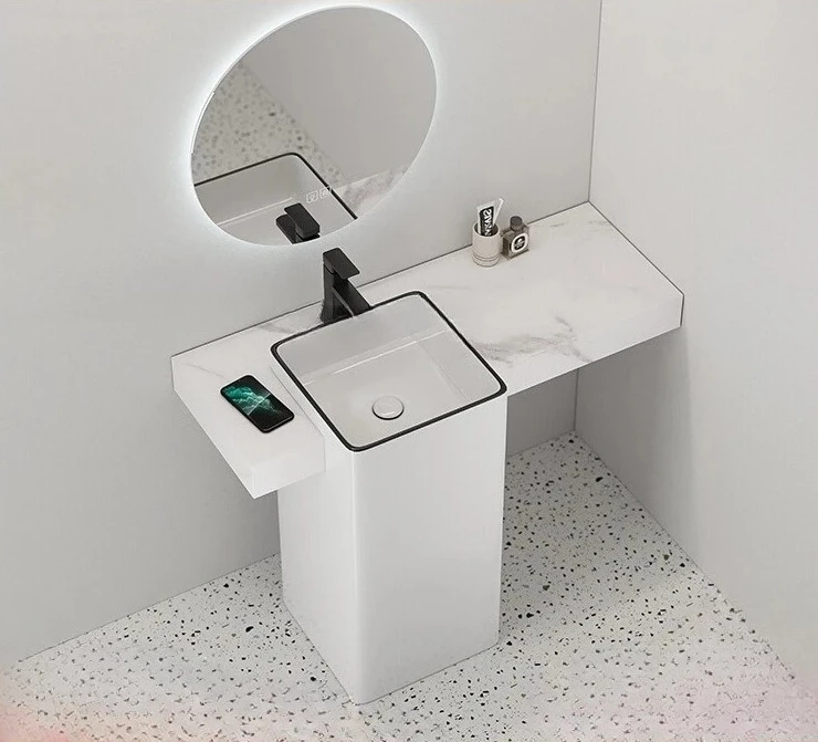 Ceramic column basin rock slab countertop integrated bathroom washbasin outdoor balcony hotel household washbasin mirror cabinet
Ceramic column basin rock slab countertop integrated bathroom washbasin outdoor balcony hotel household washbasin mirror cabinet