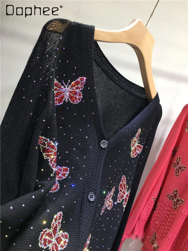 Hot Diamond Women's V-neck Butterfly Cardigan Thin Knitted Sunscreen Shirt Air Conditioner Shirt Spring and Summer New
Hot Diamond Women's V-neck Butterfly Cardigan Thin Knitted Sunscreen Shirt Air Conditioner Shirt Spring and Summer New