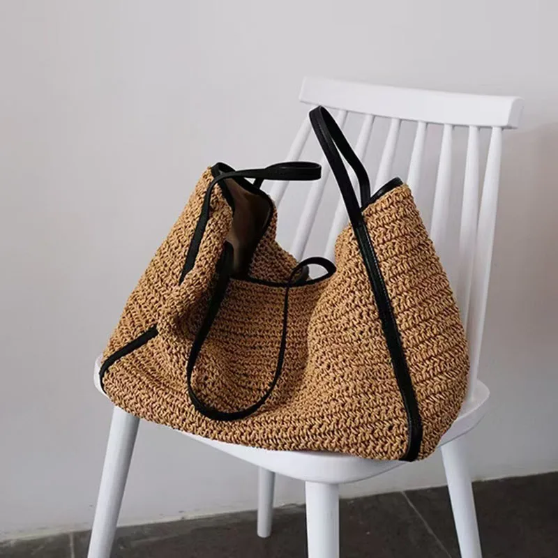 Casual Large Luxury Design Capacity Handbag Straw Woven Tote Bags Beach Shoulder Simple Women's Bag Shopping Summer bolsos
Casual Large Luxury Design Capacity Handbag Straw Woven Tote Bags Beach Shoulder Simple Women's Bag Shopping Summer bolsos