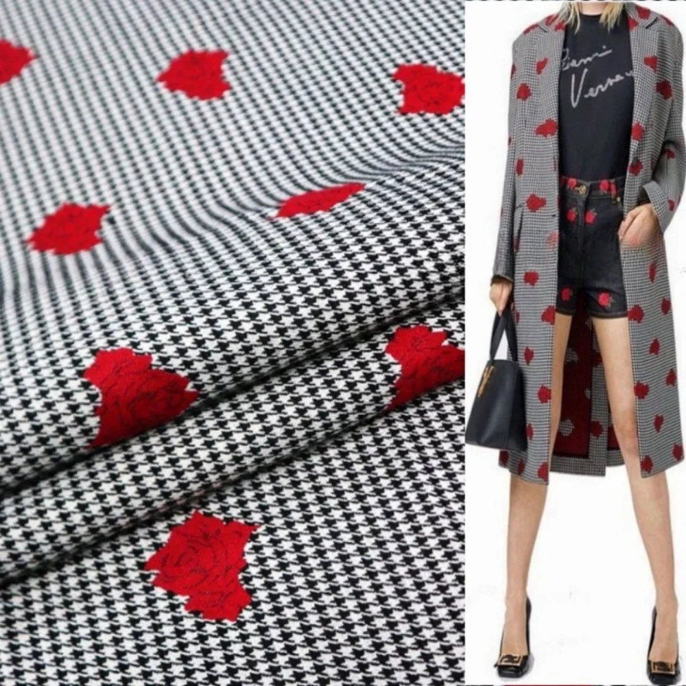 Wool Knitted Jacquard Fabric Autumn Winter Houndstooth Blazer Elegant Embossed Rose Print Fashion Cloth for Diy Sewing
Wool Knitted Jacquard Fabric Autumn Winter Houndstooth Blazer Elegant Embossed Rose Print Fashion Cloth for Diy Sewing