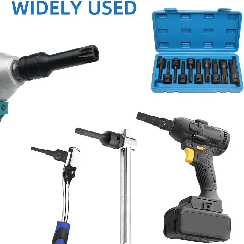 1/2 Inch Drive Impact Torx Star Bit Socket Set T30-T100 CrV Steel Hex Socket Tools Auto Repair Wrench Accessories
1/2 Inch Drive Impact Torx Star Bit Socket Set T30-T100 CrV Steel Hex Socket Tools Auto Repair Wrench Accessories