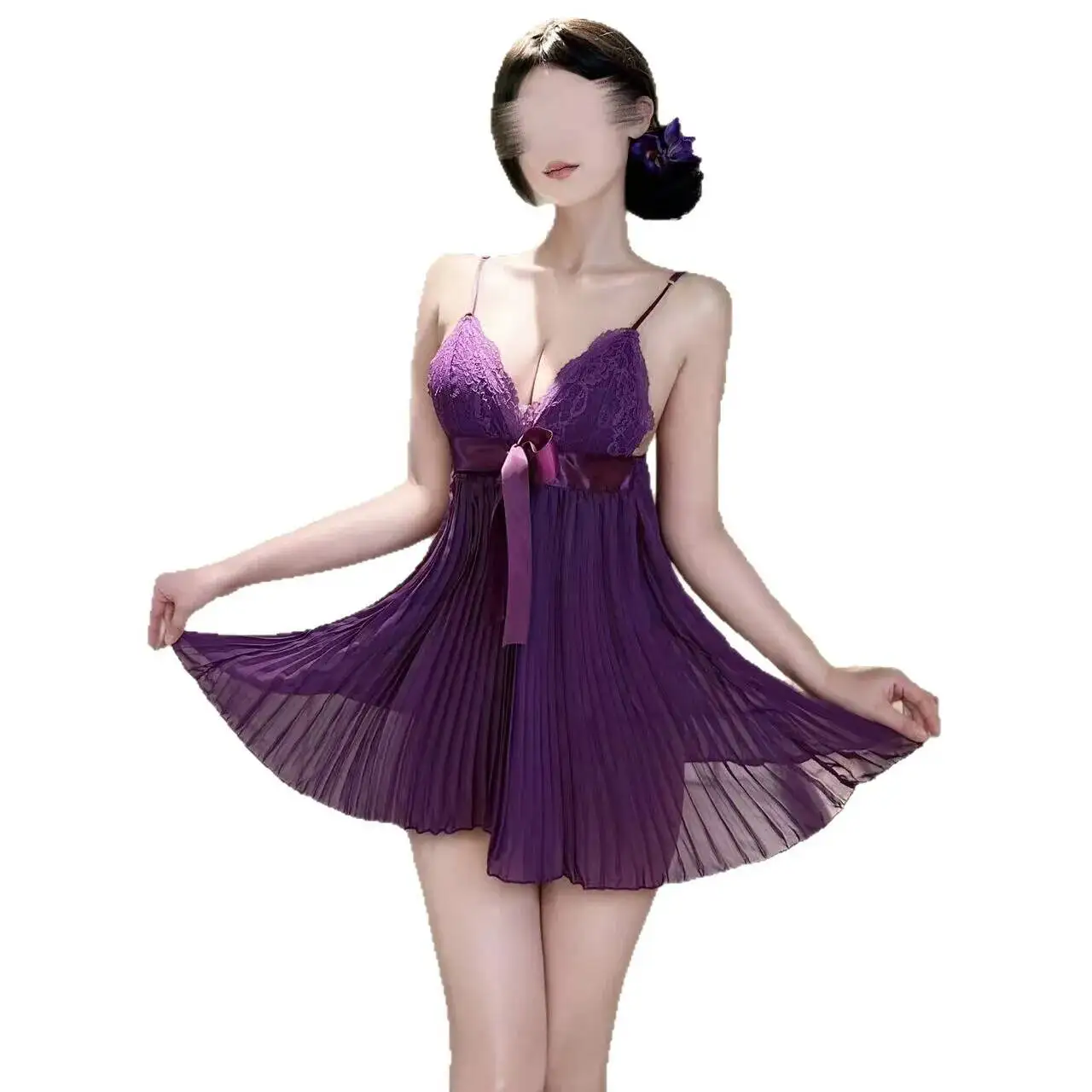 French-style Sexy Nightgown New Pure Desire Deep V Sweet Bow Pleated Strap Dress Home Wear Women's Sleepwear Dress Charming RBBC
French-style Sexy Nightgown New Pure Desire Deep V Sweet Bow Pleated Strap Dress Home Wear Women's Sleepwear Dress Charming RBBC