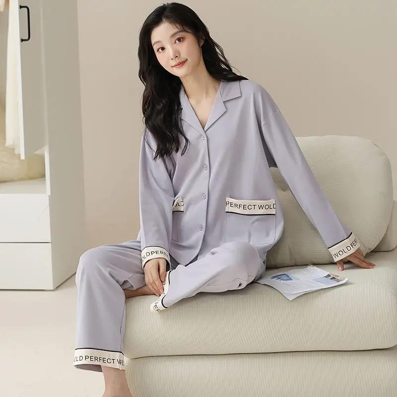 Pajamas Women's 2025 New 100% Cotton Pijama Mujer Simple Long-sleeve Long Pant Casual Large Size Comfortable Loungewear Suit
Pajamas Women's 2025 New 100% Cotton Pijama Mujer Simple Long-sleeve Long Pant Casual Large Size Comfortable Loungewear Suit