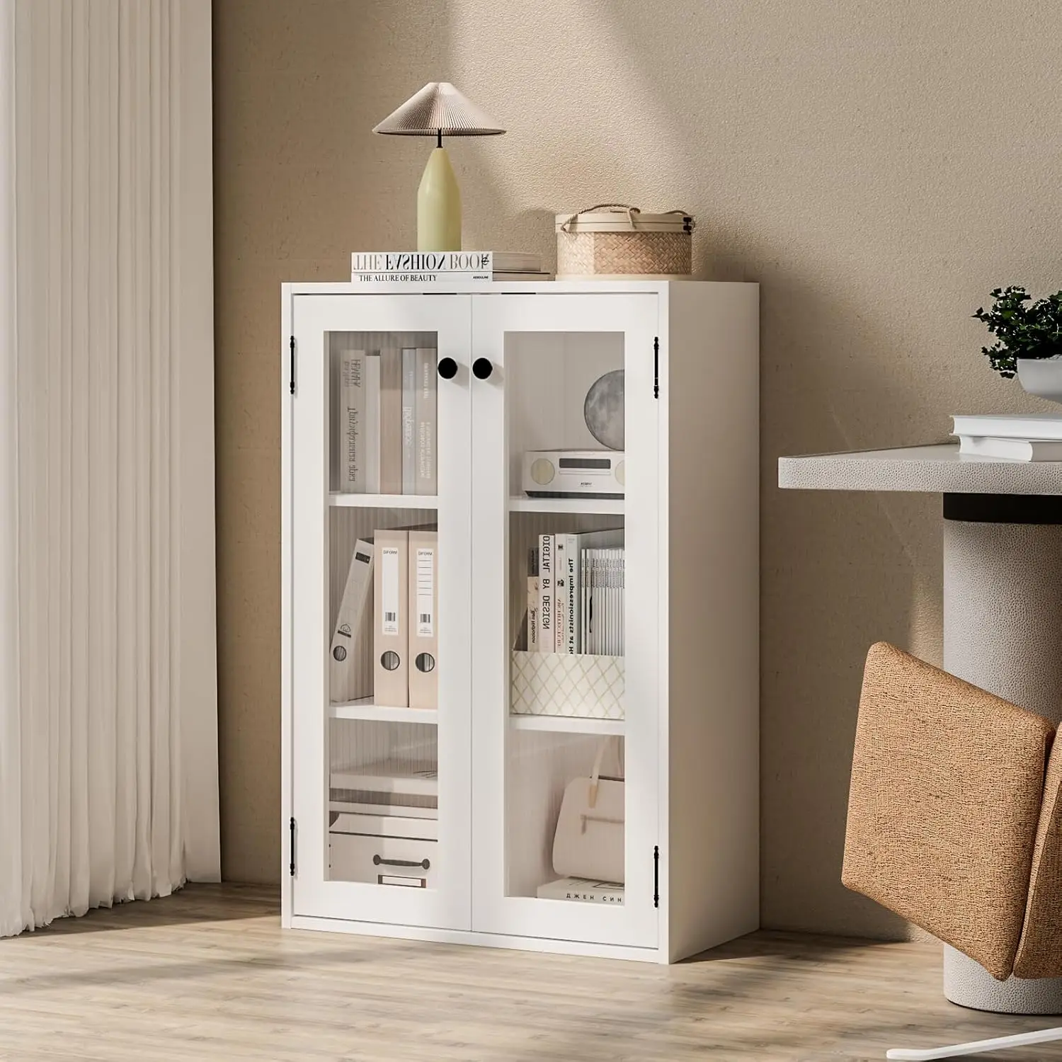 Glass Door Bookcase, Metal Display Cabinet With 2 Fixed Shelves, Wall-Mountable, Anti-Tip Safe Design, Compact, Customized
Glass Door Bookcase, Metal Display Cabinet With 2 Fixed Shelves, Wall-Mountable, Anti-Tip Safe Design, Compact, Customized