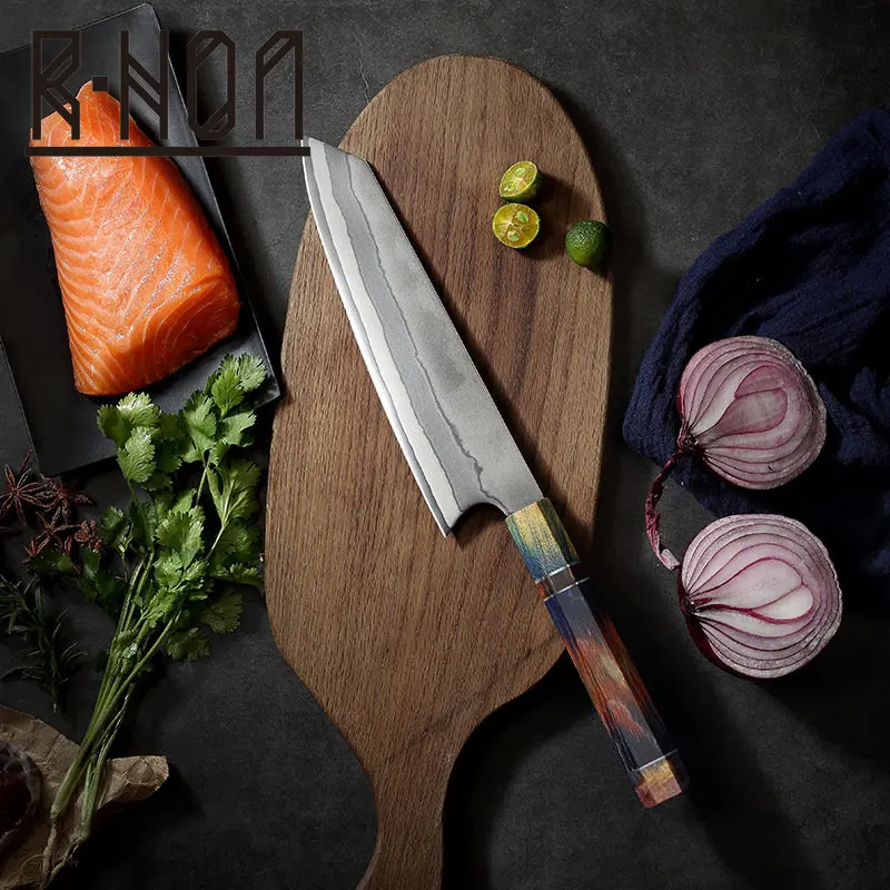 RHON 8inch Kitchen Chef Knife 7 Layer 440C Compostied Steel Japanese Gyuto Kirituske Slicing Meat Vegetable Fruit Cutting Knives
RHON 8inch Kitchen Chef Knife 7 Layer 440C Compostied Steel Japanese Gyuto Kirituske Slicing Meat Vegetable Fruit Cutting Knives