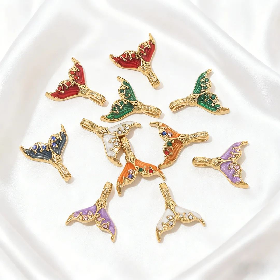 6Pcs Stainless Steel Drip Oil Fish Tail Pendant Ocean Style Colorful Mermaid Pendant Titanium Steel DIY Jewelry Accessories
6Pcs Stainless Steel Drip Oil Fish Tail Pendant Ocean Style Colorful Mermaid Pendant Titanium Steel DIY Jewelry Accessories