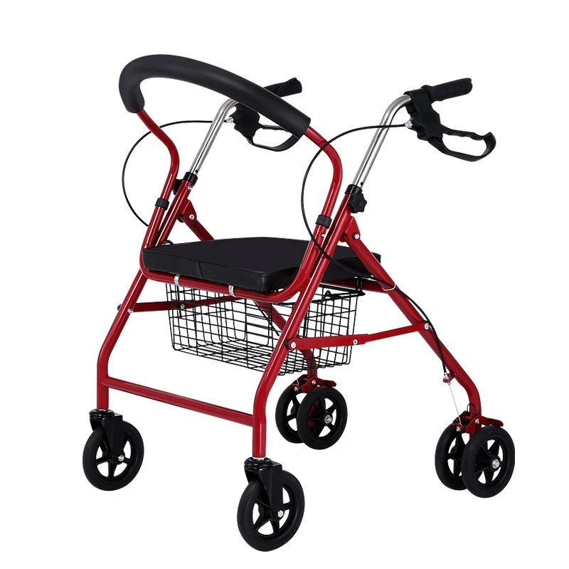 The elderly folding four-wheeled walker with wheels, portable folding elderly shopping cart for the elderly going out
The elderly folding four-wheeled walker with wheels, portable folding elderly shopping cart for the elderly going out